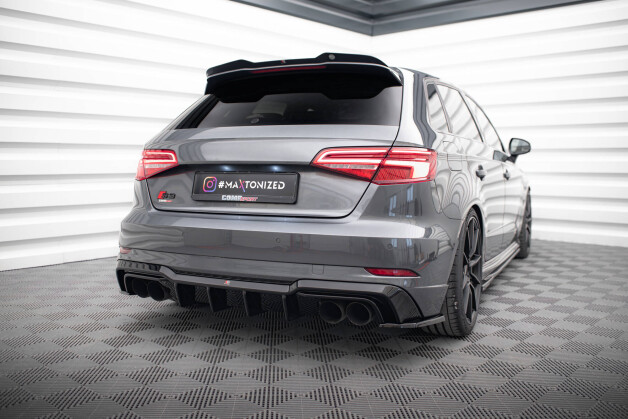 Heck Ansatz Flaps Diffusor V.2 passend für Audi S3 / A3 S-Line Sportback 8V Facelift schwarz Hochglanz