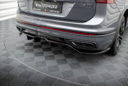 Mittlerer Cup Diffusor Heck Ansatz DTM Look passend für VW Tiguan Allspace R-Line Mk2 Facelift schwarz Hochglanz