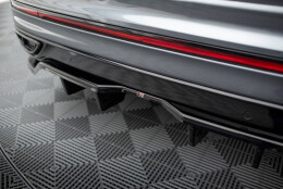 Mittlerer Cup Diffusor Heck Ansatz DTM Look passend für VW Tiguan Allspace R-Line Mk2 Facelift schwarz Hochglanz