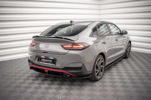 Heck Ansatz Flaps Diffusor für Hyundai I30 Fastback N-Line Mk3 FL schwarz Hochglanz