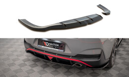 Heck Ansatz Flaps Diffusor passend für Hyundai I30 Fastback N-Line Mk3 Facelift schwarz Hochglanz