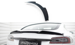 Heck Spoiler Aufsatz Abrisskante 3D für Tesla Model S Plaid Mk1 Facelift schwarz Hochglanz
