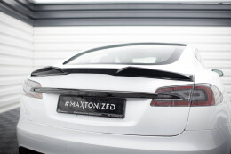 Heck Spoiler Aufsatz Abrisskante 3D für Tesla Model S Plaid Mk1 FL schwarz Hochglanz