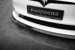 Cup Spoilerlippe Front Ansatz V.2 passend für Tesla Model S Plaid Mk1 Facelift schwarz Hochglanz