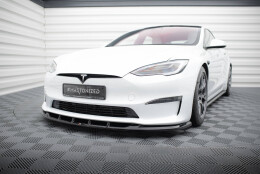 Cup Spoilerlippe Front Ansatz V.3 passend für Tesla Model S Plaid Mk1 Facelift schwarz Hochglanz