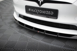 Cup Spoilerlippe Front Ansatz V.3 passend für Tesla Model S Plaid Mk1 Facelift schwarz Hochglanz