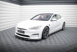 Cup Spoilerlippe Front Ansatz V.3 passend für Tesla Model S Plaid Mk1 Facelift schwarz Hochglanz