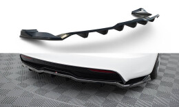 Mittlerer Cup Diffusor Heck Ansatz DTM Look V.1 für Tesla Model S Plaid Mk1 Facelift schwarz Hochglanz