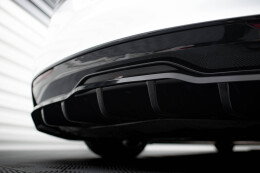 Mittlerer Cup Diffusor Heck Ansatz DTM Look V.1 für Tesla Model S Plaid Mk1 Facelift schwarz Hochglanz