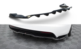 Mittlerer Cup Diffusor Heck Ansatz V.1 passend für Tesla Model S Plaid Mk1 Facelift schwarz Hochglanz