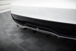 Mittlerer Cup Diffusor Heck Ansatz V.1 passend für Tesla Model S Plaid Mk1 Facelift schwarz Hochglanz
