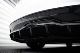 Mittlerer Cup Diffusor Heck Ansatz V.1 passend für Tesla Model S Plaid Mk1 Facelift schwarz Hochglanz
