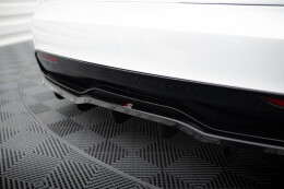 Mittlerer Cup Diffusor Heck Ansatz DTM Look V.2 für Tesla Model S Plaid Mk1 Facelift schwarz Hochglanz