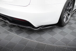 Mittlerer Cup Diffusor Heck Ansatz DTM Look V.2 für Tesla Model S Plaid Mk1 Facelift schwarz Hochglanz