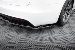 Mittlerer Cup Diffusor Heck Ansatz DTM Look V.2 für Tesla Model S Plaid Mk1 FL schwarz Hochglanz