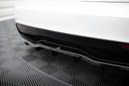Mittlerer Cup Diffusor Heck Ansatz V.2 passend für Tesla Model S Plaid Mk1 Facelift schwarz Hochglanz