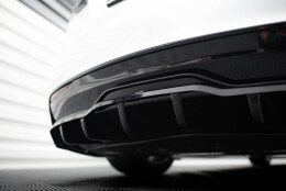 Mittlerer Cup Diffusor Heck Ansatz V.2 passend für Tesla Model S Plaid Mk1 Facelift schwarz Hochglanz