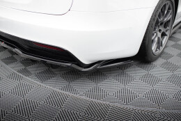 Mittlerer Cup Diffusor Heck Ansatz V.2 passend für Tesla Model S Plaid Mk1 Facelift schwarz Hochglanz