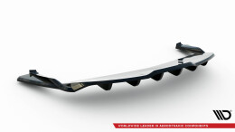 Mittlerer Cup Diffusor Heck Ansatz V.2 passend für Tesla Model S Plaid Mk1 Facelift schwarz Hochglanz