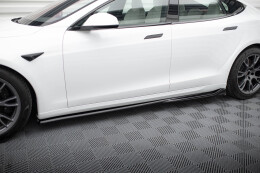 Seitenschweller Ansatz Cup Leisten V.1 für Tesla Model S Plaid Mk1 Facelift schwarz Hochglanz