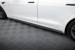 Seitenschweller Ansatz Cup Leisten V.2 passend für Tesla Model S Plaid Mk1 Facelift schwarz Hochglanz