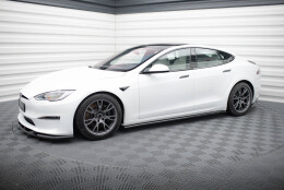 Seitenschweller Ansatz Cup Leisten V.2 passend für Tesla Model S Plaid Mk1 Facelift schwarz Hochglanz