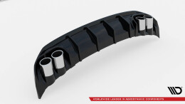 Heck Ansatz Diffusor + Endrohre chrom passend für Audi A3 S-Line Limousine 8Y schwarz Hochglanz