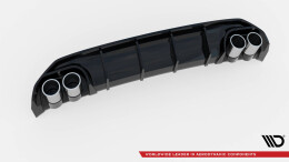 Heck Ansatz Diffusor + Endrohre chrom passend für Audi A3 S-Line Limousine 8Y schwarz Hochglanz