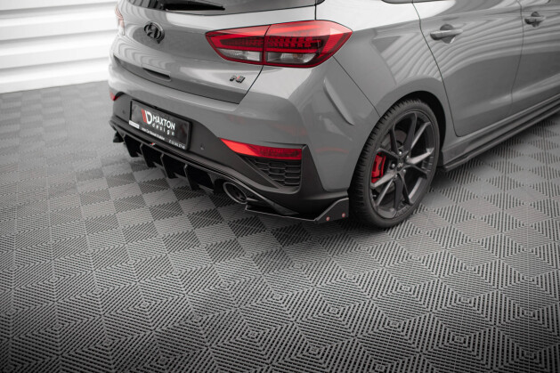 Heck Ansatz Flaps Diffusor V.4 + Flaps für Hyundai I30 N Hatchback Mk3 Facelift
