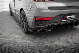 Heck Ansatz Flaps Diffusor V.6 passend für Hyundai I30 N Hatchback Mk3 Facelift schwarz Hochglanz