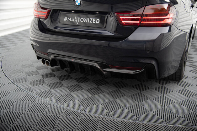 Heck Ansatz Diffusor passend für BMW 4er Coupe / Gran Coupe / Cabrio M-Paket F32 / F36 / F33 (Doppelauspuff li.) schwarz Hochglanz
