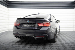 Heck Ansatz Diffusor passend für BMW 4er Coupe / Gran Coupe / Cabrio M-Paket F32 / F36 / F33 (Doppelauspuff li.) schwarz Hochglanz