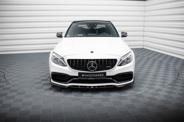 Cup Spoilerlippe Front Ansatz V.2 passend für Mercedes-AMG C63 Limousine / Kombi W205 / S205 schwarz Hochglanz
