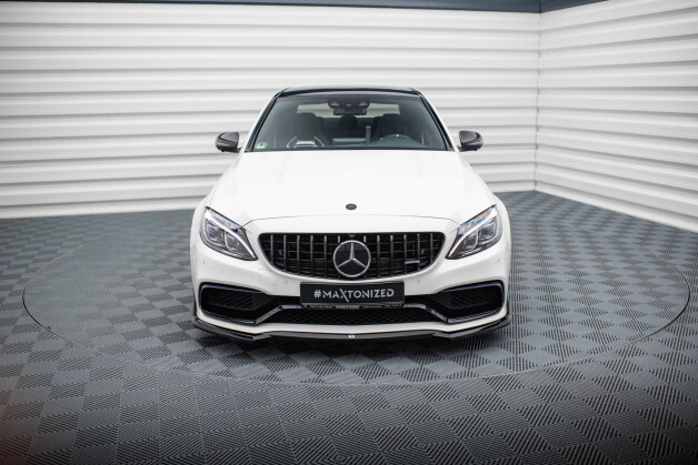 Cup Spoilerlippe Front Ansatz V.3 passend für Mercedes-AMG C63 Limousine / Kombi W205 / S205 schwarz Hochglanz