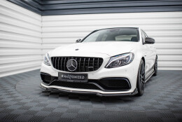 Cup Spoilerlippe Front Ansatz V.3 passend für Mercedes-AMG C63 Limousine / Kombi W205 / S205 schwarz Hochglanz