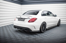 Mittlerer Cup Diffusor Heck Ansatz DTM Look für Mercedes-AMG C63 Limo / Kombi W205 / S205 schwarz Hochglanz