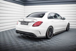 Mittlerer Cup Diffusor Heck Ansatz DTM Look passend für Mercedes-AMG C63 Limousine / Kombi W205 / S205 schwarz Hochglanz