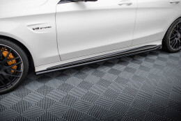 Seitenschweller Ansatz Cup Leisten V.2 passend für Mercedes-AMG C63 Limousine / Kombi W205 / S205 schwarz Hochglanz