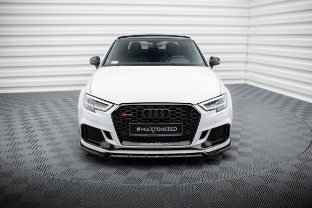 Cup Spoilerlippe Front Ansatz V.3 passend für Audi RS3 Limousine 8V Facelift schwarz Hochglanz