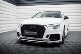 Cup Spoilerlippe Front Ansatz V.3 passend für Audi RS3 Limousine 8V Facelift schwarz Hochglanz