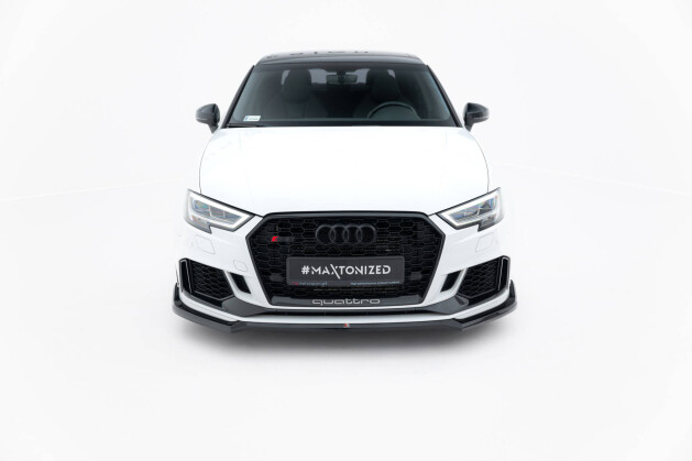 Cup Spoilerlippe Front Ansatz V.4 passend für Audi RS3 Limousine 8V Facelift schwarz Hochglanz