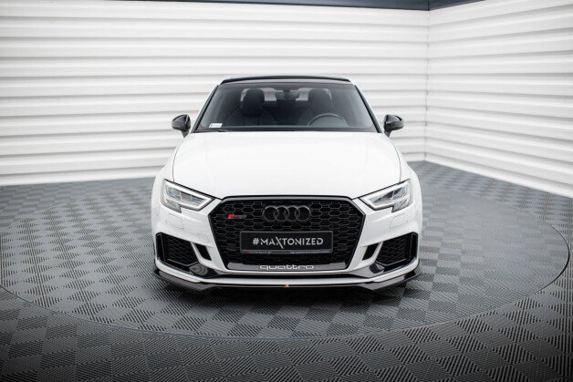 Cup Spoilerlippe Front Ansatz V.5 passend für Audi RS3 Limousine 8V Facelift schwarz Hochglanz