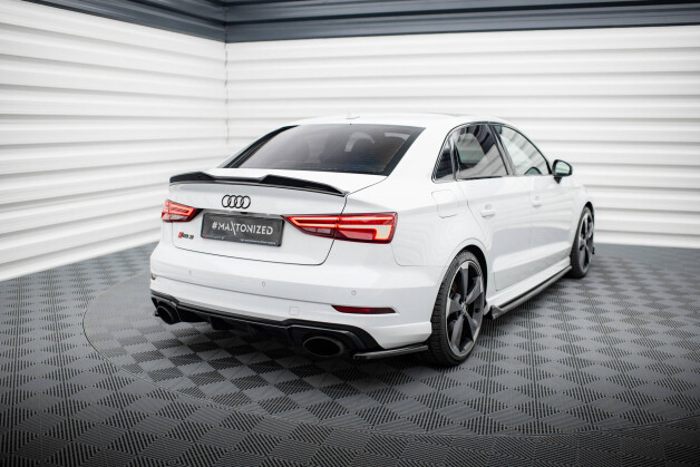 Heck Ansatz Flaps Diffusor V.2 passend für Audi RS3 Limousine 8V Facelift schwarz Hochglanz