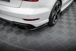 Heck Ansatz Flaps Diffusor V.2 passend für Audi RS3 Limousine 8V Facelift schwarz Hochglanz