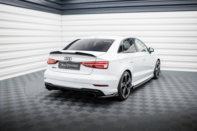 Heck Ansatz Flaps Diffusor V.3 passend für Audi RS3 Limousine 8V Facelift schwarz Hochglanz