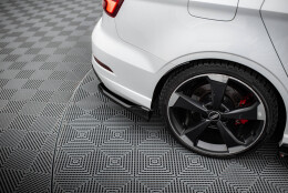 Heck Ansatz Flaps Diffusor V.3 passend für Audi RS3 Limousine 8V Facelift schwarz Hochglanz