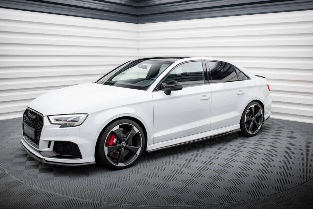 Seitenschweller Ansatz Cup Leisten V.2 passend für Audi RS3 Limousine 8V Facelift schwarz Hochglanz