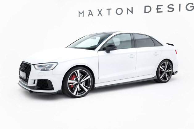 Seitenschweller Ansatz Cup Leisten V.3 passend für Audi RS3 Limousine 8V Facelift schwarz Hochglanz