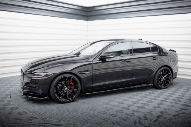 Seitenschweller Ansatz Cup Leisten passend für Jaguar XE X760 Facelift schwarz Hochglanz