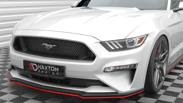 Cup Spoilerlippe Front Ansatz V.2 passend für Ford Mustang Mk6 Facelift schwarz Hochglanz